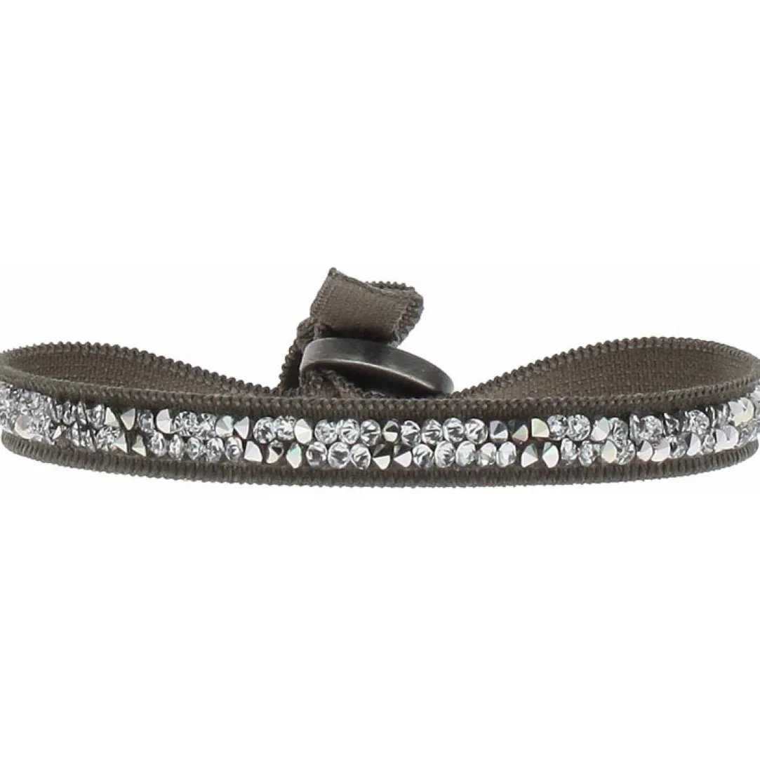 Les Interchangeables Bracelet A24932 - Bracelet Tissu Marron Cristaux de haute qualité Femme | Femme Bracelet