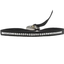 Les Interchangeables Bracelet A17661 - Bracelet Tissu Noir Cristaux de haute qualité Femme | Femme Bracelet