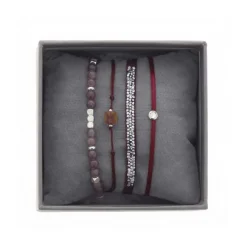 Les Interchangeables Bracelet A38635 - Bracelet Tissu Rouge Cristaux de haute qualité Femme | Femme Bracelet