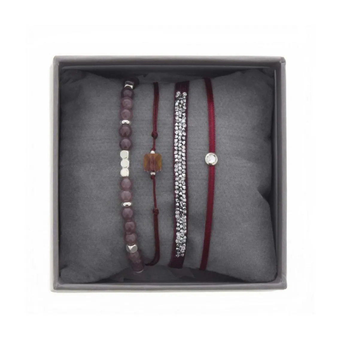 Les Interchangeables Bracelet A38635 - Bracelet Tissu Rouge Cristaux de haute qualité Femme | Femme Bracelet