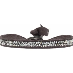 Les Interchangeables Bracelet A24931 - Bracelet Tissu Marron Cristaux de haute qualité Femme | Femme Bracelet