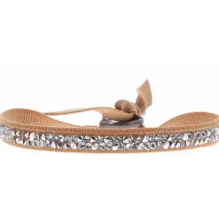 Les Interchangeables Bracelet A35010 - Bracelet Tissu Beige Cristaux de haute qualité Femme | Femme Bracelet