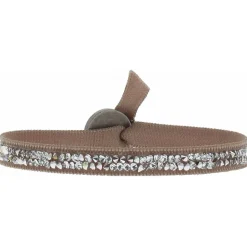 Les Interchangeables Bracelet A24987 - Bracelet Tissu Beige Cristaux de haute qualité Femme | Femme Bracelet