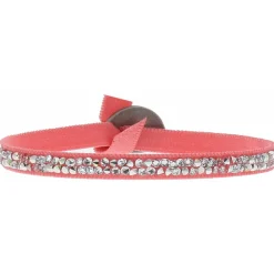 Les Interchangeables Bracelet A24938 - Bracelet Tissu Orange Cristaux de haute qualité Femme | Femme Bracelet