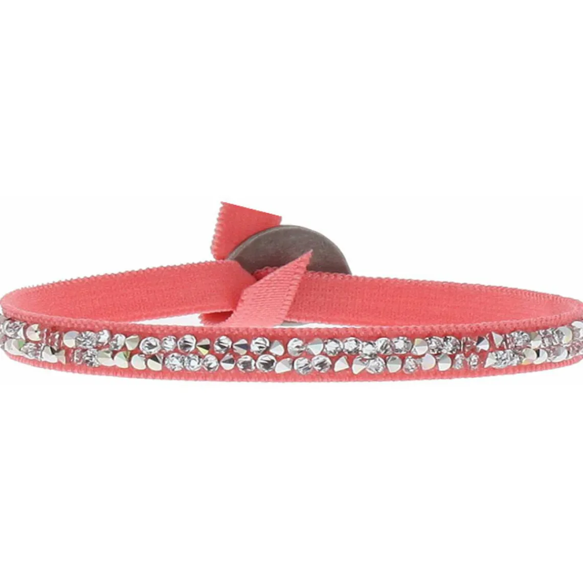 Les Interchangeables Bracelet A24938 - Bracelet Tissu Orange Cristaux de haute qualité Femme | Femme Bracelet