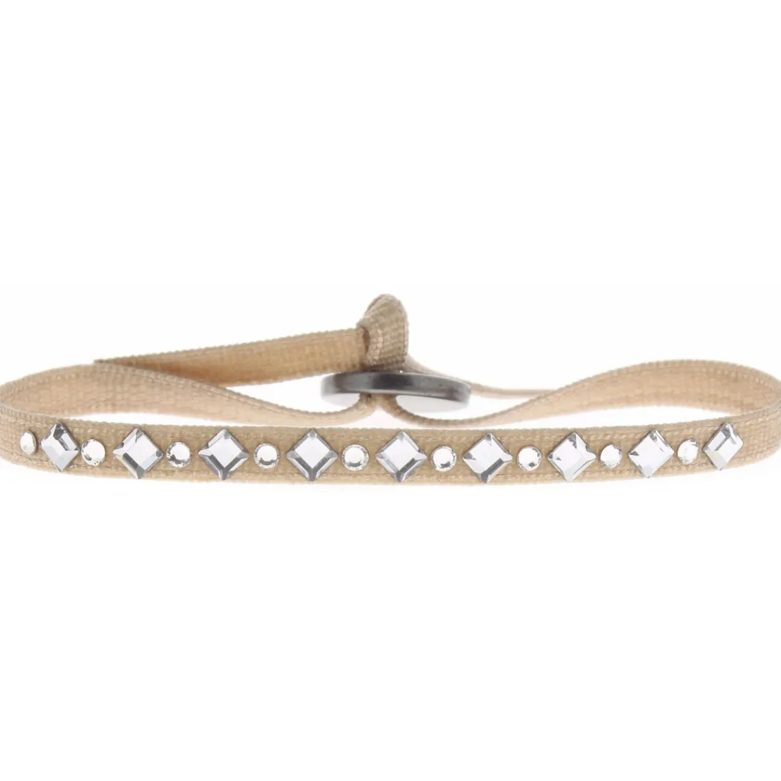Les Interchangeables Bracelet A34639 - Bracelet Tissu Beige Cristaux de haute qualité Femme | Femme Bracelet