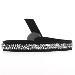 Les Interchangeables Bracelet A24957 - Bracelet Tissu Noir Cristaux de haute qualité Femme | Femme Bracelet