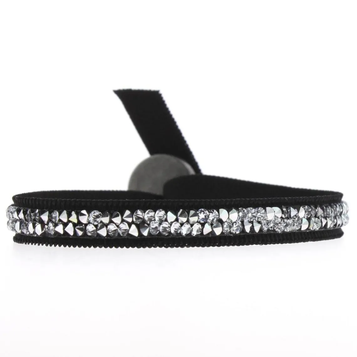 Les Interchangeables Bracelet A24957 - Bracelet Tissu Noir Cristaux de haute qualité Femme | Femme Bracelet