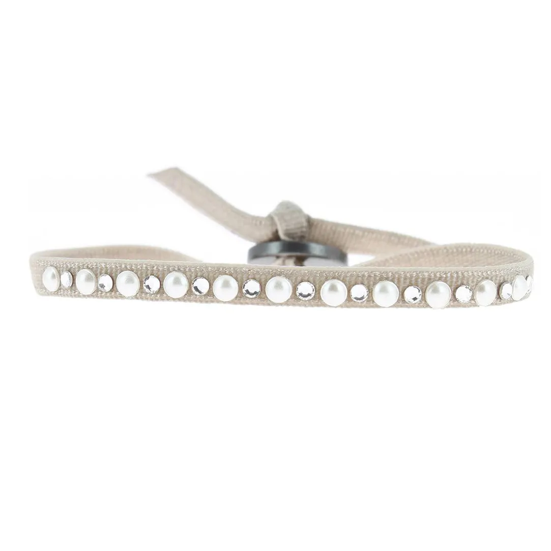 Les Interchangeables Bracelet A31506 - Bracelet Tissu Beige Cristaux de haute qualité Femme | Femme Bracelet