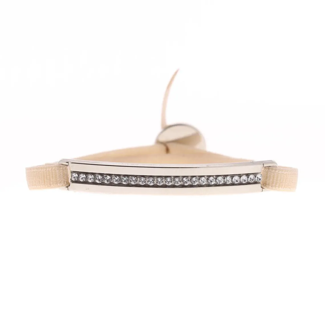 Les Interchangeables Bracelet A35591 - Bracelet Tissu Beige Cristaux de haute qualité Femme | Femme Bracelet