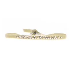 Les Interchangeables Bracelet A37676 - Bracelet Tissu Beige Cristaux de haute qualité Femme | Femme Bracelet
