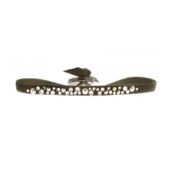 Les Interchangeables Bracelet A41165 - Bracelet Tissu Marron Cristaux de haute qualité Femme | Femme Bracelet
