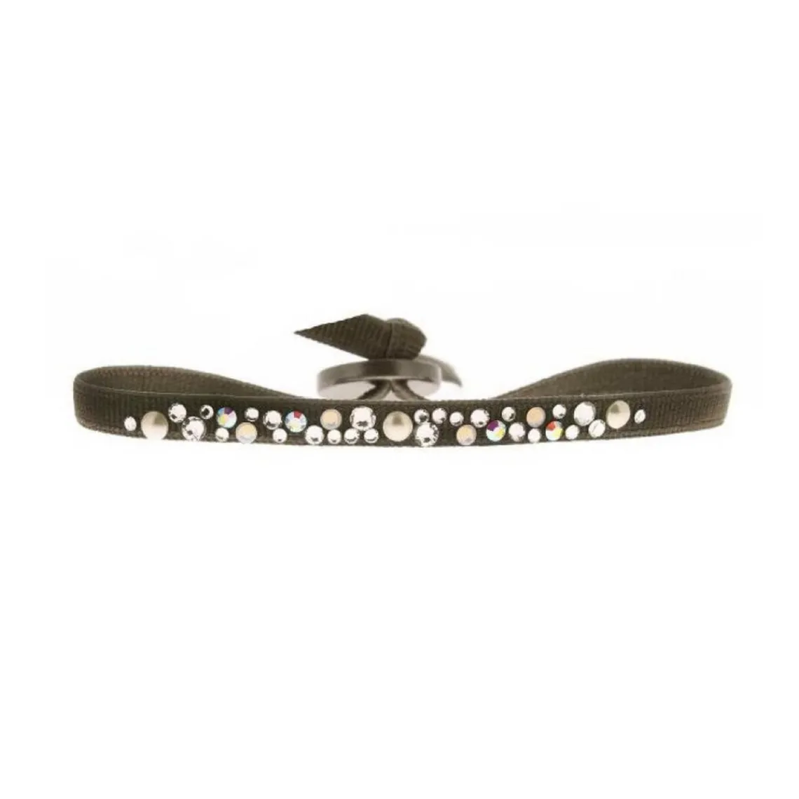 Les Interchangeables Bracelet A41165 - Bracelet Tissu Marron Cristaux de haute qualité Femme | Femme Bracelet