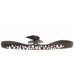 Les Interchangeables Bracelet A36653 - Bracelet Tissu Marron Cristaux de haute qualité Femme | Femme Bracelet