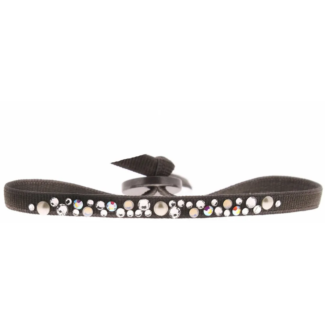 Les Interchangeables Bracelet A36653 - Bracelet Tissu Marron Cristaux de haute qualité Femme | Femme Bracelet