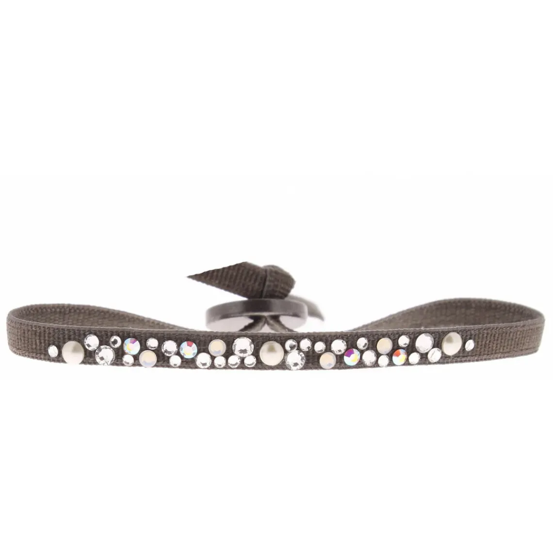 Les Interchangeables Bracelet A36699 - Bracelet Tissu Marron Cristaux de haute qualité Femme | Femme Bracelet