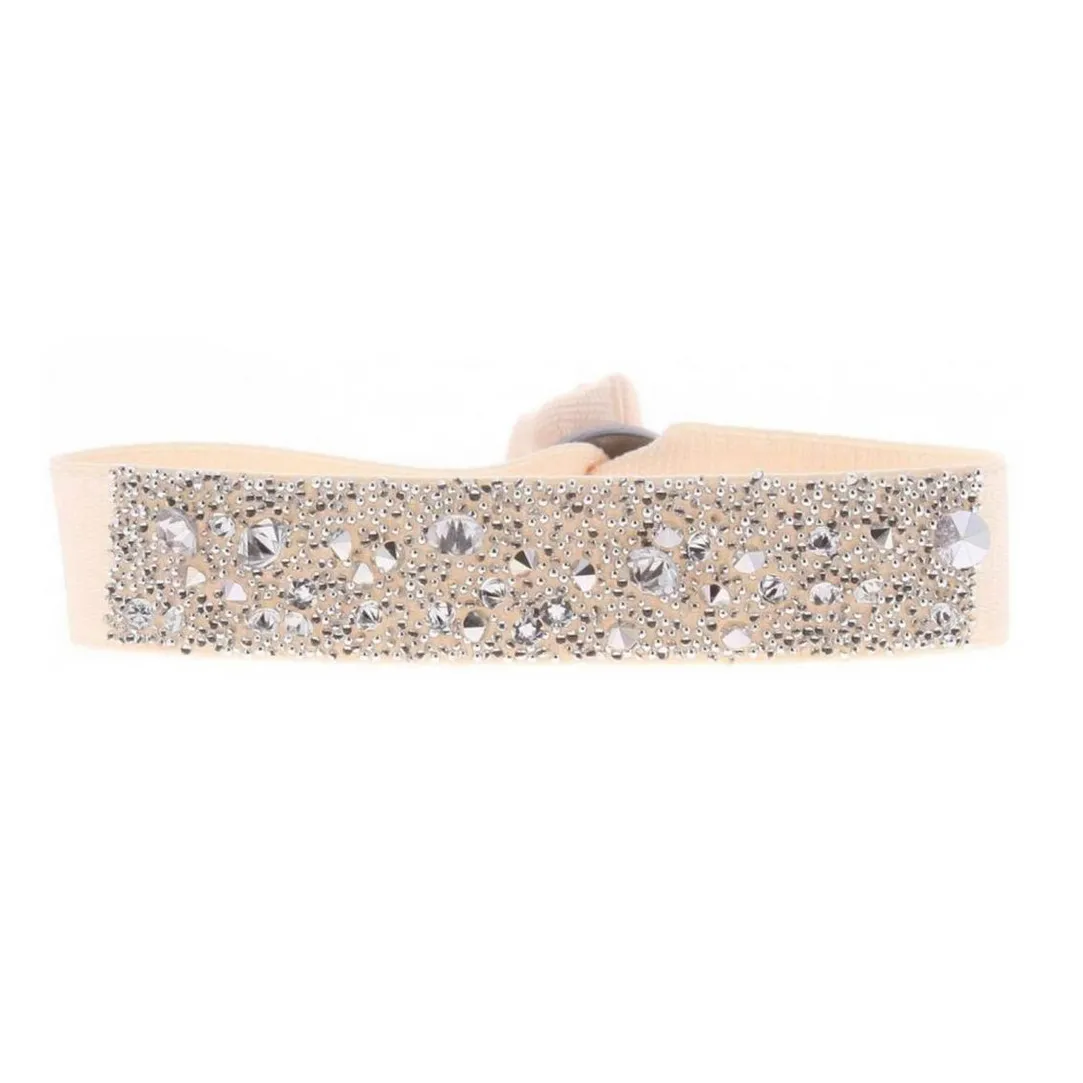 Les Interchangeables Bracelet A38161 - Bracelet Tissu Rose Cristaux de haute qualité Femme | Femme Bracelet