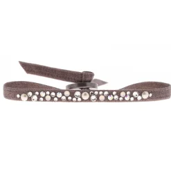 Les Interchangeables Bracelet A36670 - Bracelet Tissu Marron Cristaux de haute qualité Femme | Femme Bracelet