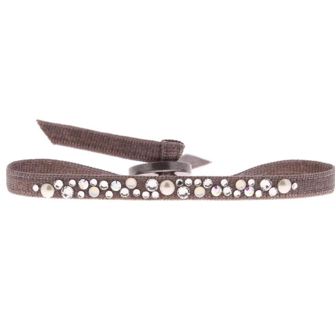Les Interchangeables Bracelet A36670 - Bracelet Tissu Marron Cristaux de haute qualité Femme | Femme Bracelet