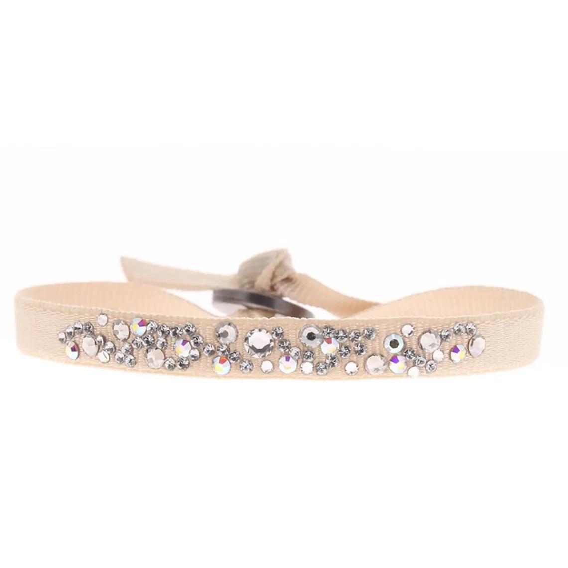 Les Interchangeables Bracelet A34565 - Bracelet Tissu Beige Cristaux de haute qualité Femme | Femme Bracelet