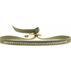 Les Interchangeables Bracelet A36784 - Bracelet Tissu Vert Cristaux de haute qualité Femme | Femme Bracelet