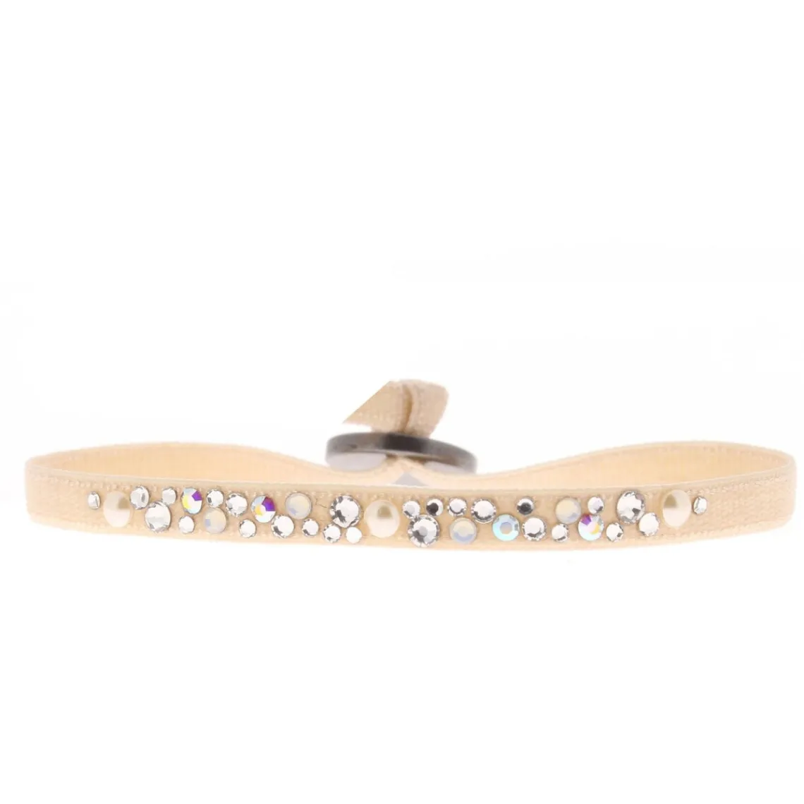 Les Interchangeables Bracelet A36709 - Bracelet Tissu Beige Cristaux de haute qualité Femme | Femme Bracelet