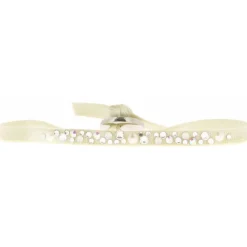 Les Interchangeables Bracelet A36647 - Bracelet Tissu Beige Cristaux de haute qualité Femme | Femme Bracelet