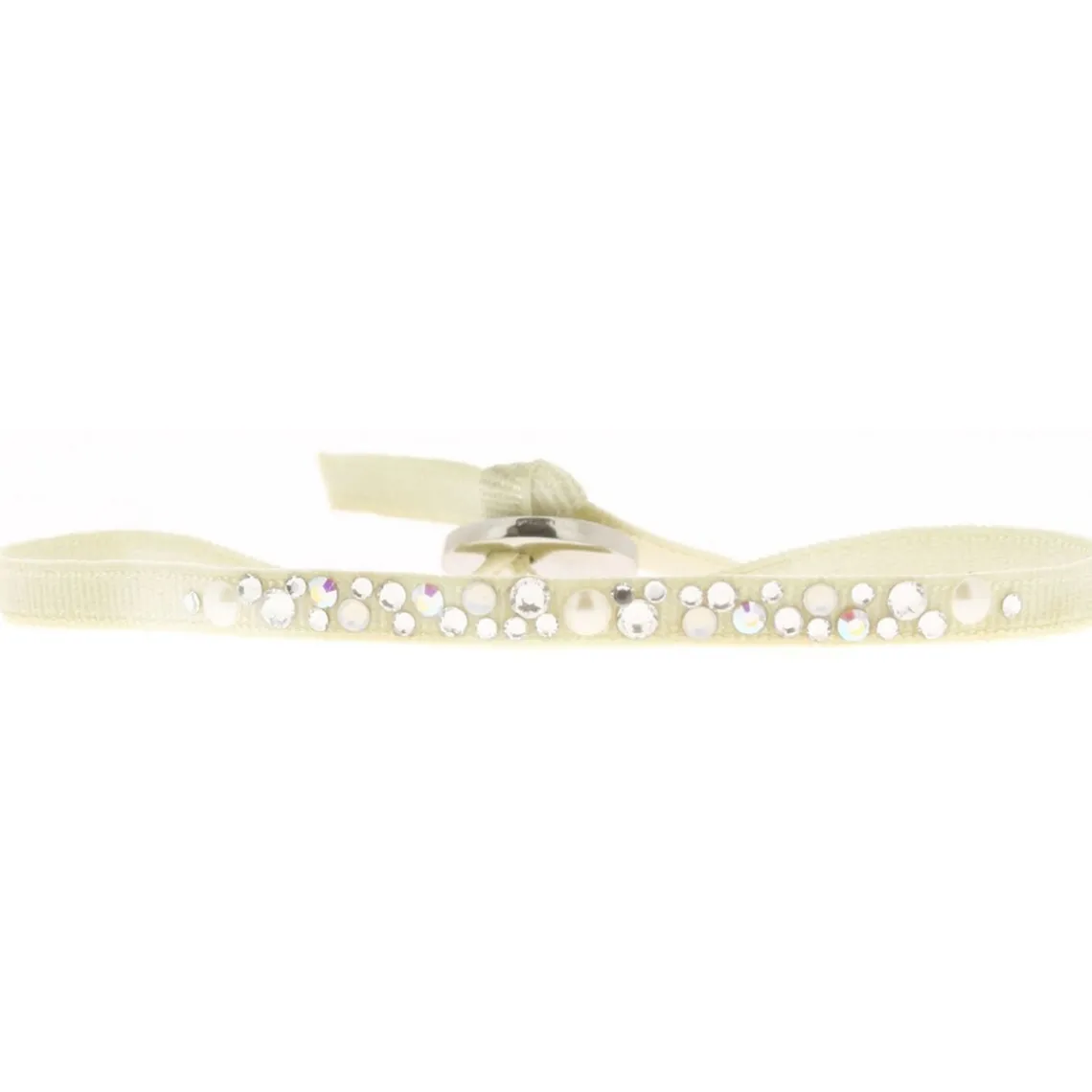 Les Interchangeables Bracelet A36647 - Bracelet Tissu Beige Cristaux de haute qualité Femme | Femme Bracelet