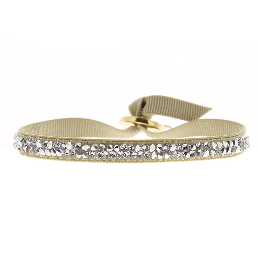 Les Interchangeables Bracelet A31843 - Bracelet Tissu Beige Cristaux de haute qualité Femme | Femme Bracelet