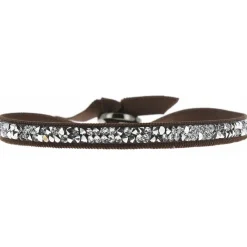 Les Interchangeables Bracelet A24928 - Bracelet Tissu Marron Cristaux de haute qualité Femme | Femme Bracelet