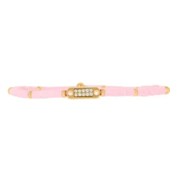 Les Interchangeables Bracelet A58621 - Mini Plaque 2 Rangs Perle Gomme Rose Femme | Femme Bracelet