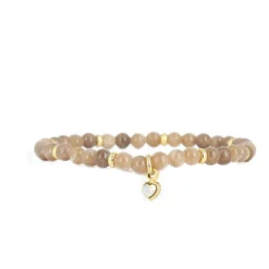 Les Interchangeables Bracelet A59896 - Perle Coeur Beige Rosé / foncé Femme | Femme Bracelet
