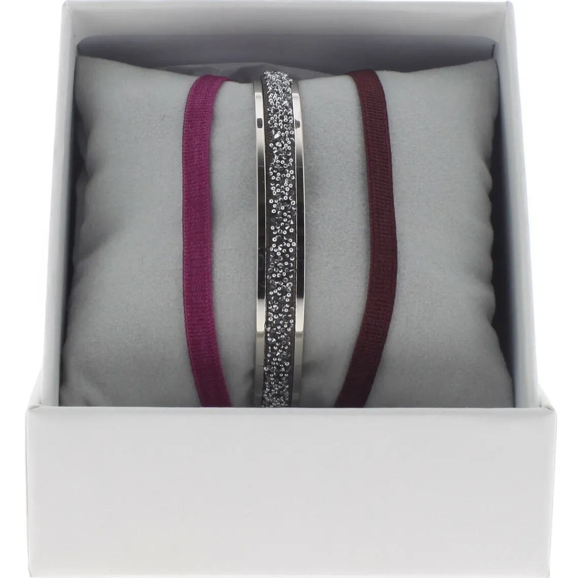 Les Interchangeables Bracelet A47068 - Bracelet Coffret Jonc Ruban Palladium Cristal Femme | Femme Bracelet