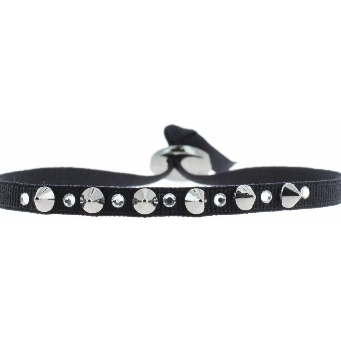 Les Interchangeables Bracelet A29279 - Bracelet Tissu Noir Cristaux de haute qualité Femme | Femme Bracelet