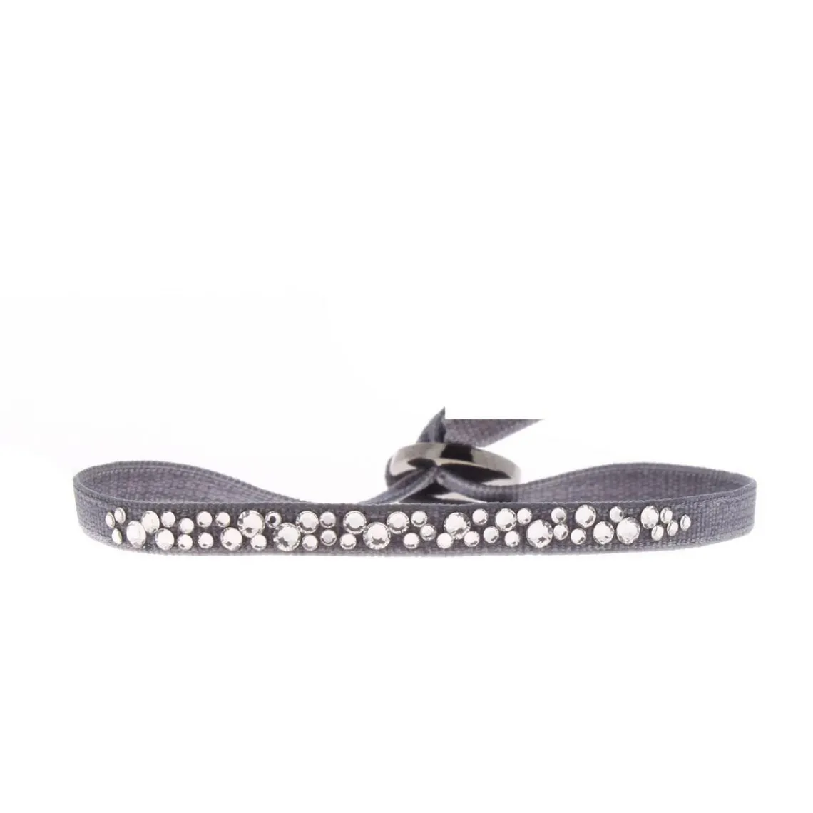 Les Interchangeables Bracelet A30459 - Bracelet Tissu Gris Cristaux de haute qualité Femme | Femme Bracelet