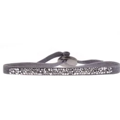 Les Interchangeables Bracelet A37084 - Bracelet Tissu Gris Cristaux de haute qualité Femme | Femme Bracelet
