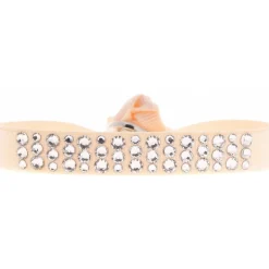 Les Interchangeables Bracelet A36902 - Bracelet Tissu Rose Cristaux de haute qualité Femme | Femme Bracelet