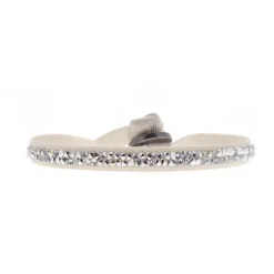 Les Interchangeables Bracelet A39369 - Bracelet Tissu Gris Cristaux de haute qualité Femme | Femme Bracelet