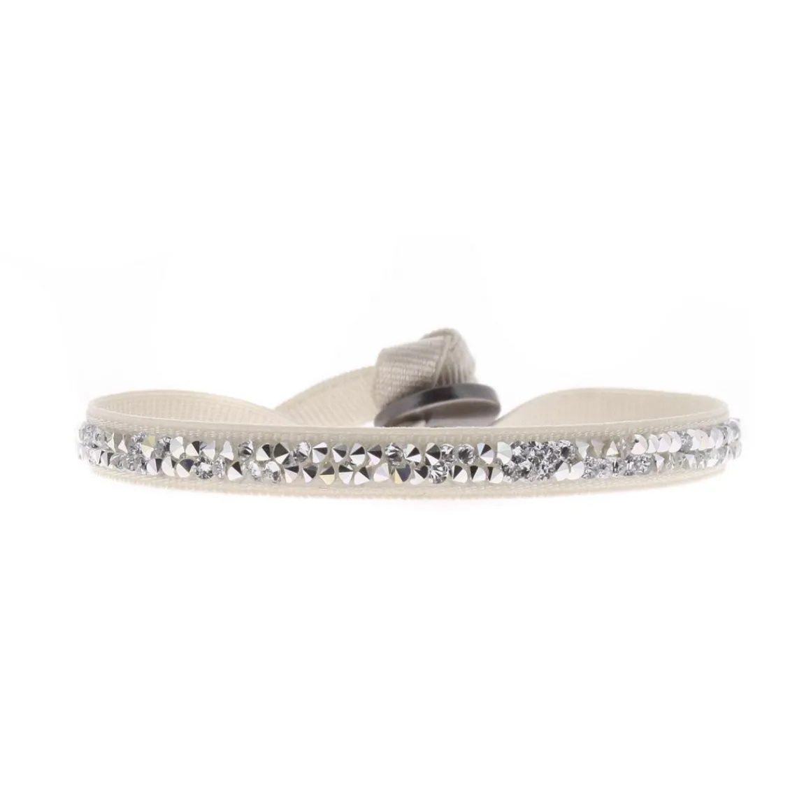 Les Interchangeables Bracelet A39369 - Bracelet Tissu Gris Cristaux de haute qualité Femme | Femme Bracelet