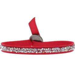 Les Interchangeables Bracelet A24933 - Bracelet Tissu Rouge Cristaux de haute qualité Femme | Femme Bracelet