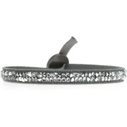 Les Interchangeables Bracelet A24955 - Bracelet Tissu Gris Cristaux de haute qualité Femme | Femme Bracelet