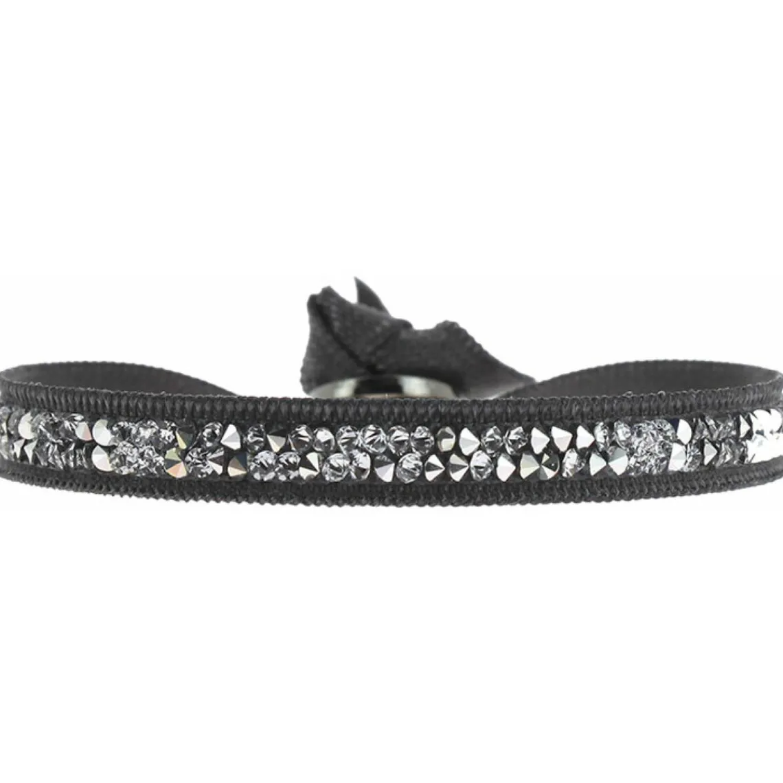 Les Interchangeables Bracelet A24956 - Bracelet Tissu Gris Cristaux de haute qualité Femme | Femme Bracelet
