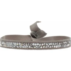 Les Interchangeables Bracelet A24986 - Bracelet Tissu Beige Cristaux de haute qualité Femme | Femme Bracelet