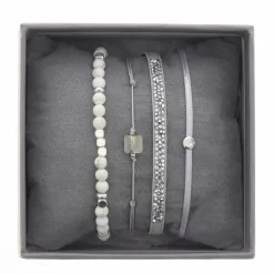Les Interchangeables Bracelet A38632 - Bracelet Tissu Beige Cristaux de haute qualité Femme | Femme Bracelet