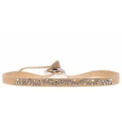 Les Interchangeables Bracelet A35040 - Bracelet Tissu Beige Cristaux de haute qualité Femme | Femme Bracelet