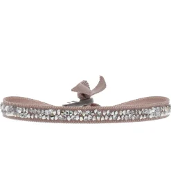 Les Interchangeables Bracelet A24985 - Bracelet Tissu Beige Cristaux de haute qualité Femme | Femme Bracelet
