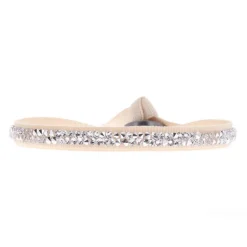 Les Interchangeables Bracelet A31477 - Bracelet Tissu Beige Cristaux de haute qualité Femme | Femme Bracelet