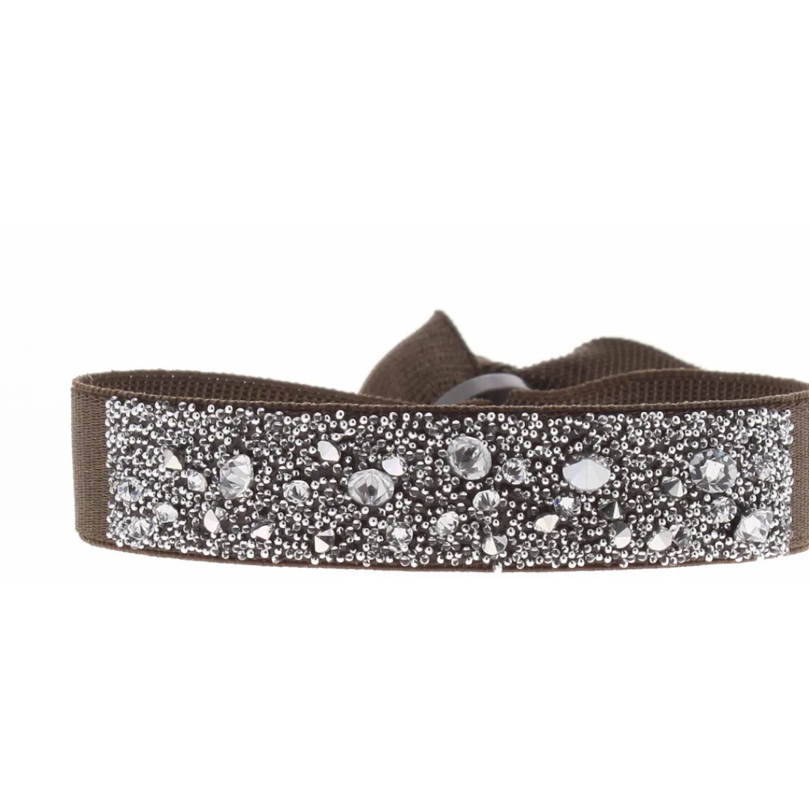 Les Interchangeables Bracelet A36951 - Bracelet Tissu Marron Cristaux de haute qualité Femme | Femme Bracelet