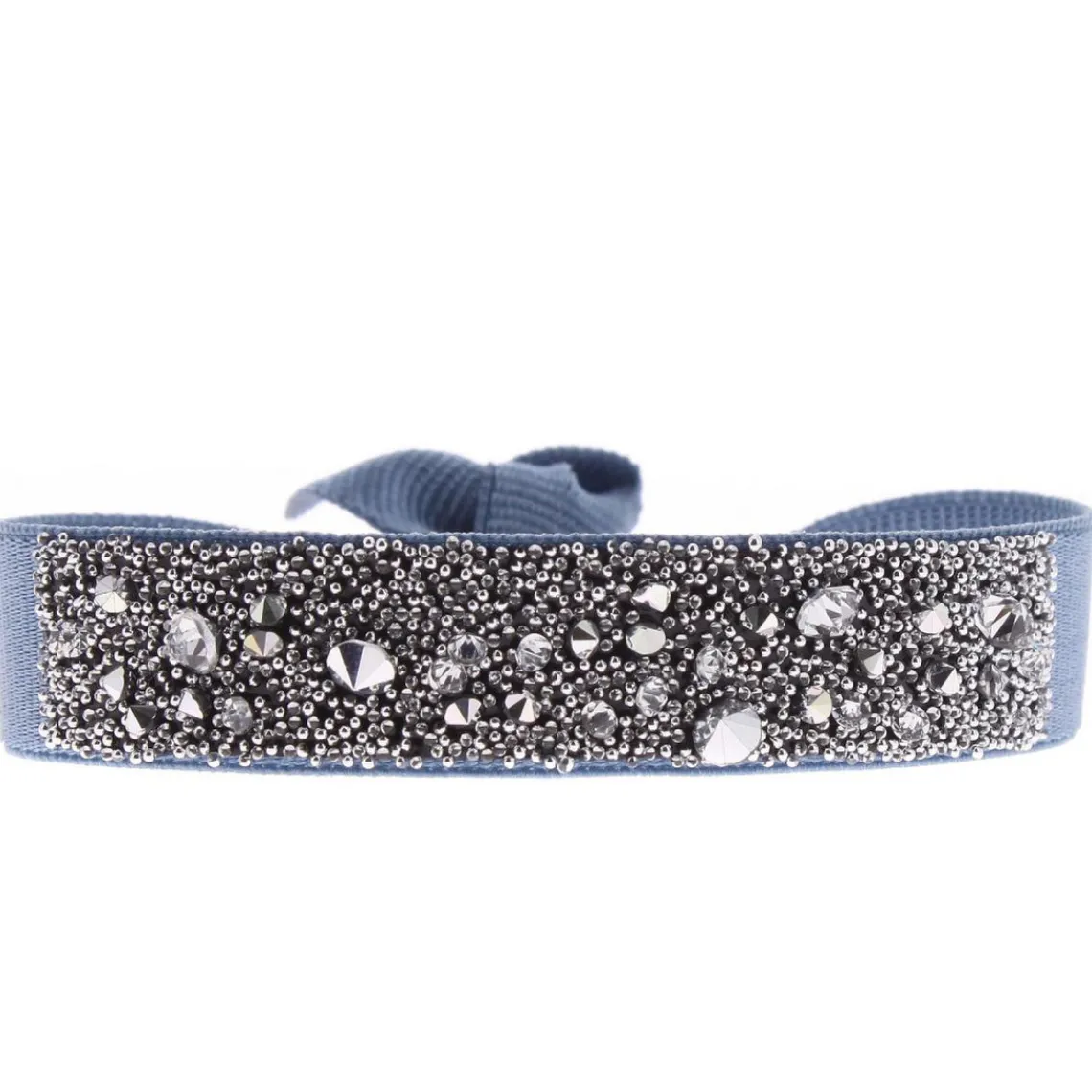 Les Interchangeables Bracelet A36478 - Bracelet Tissu Bleu Cristaux de haute qualité Femme | Femme Bracelet