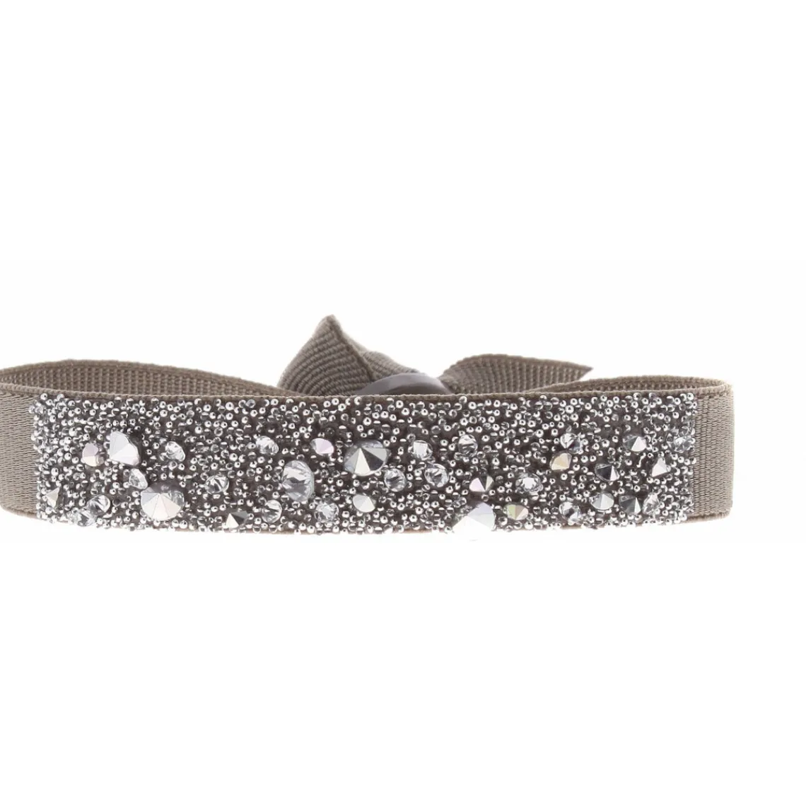 Les Interchangeables Bracelet A36465 - Bracelet Tissu Marron Cristaux de haute qualité Femme | Femme Bracelet